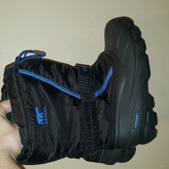 Sorel Kids Flurry Black blue Waterproof Winter boots size 5 6.5 - Picture 7 of 9